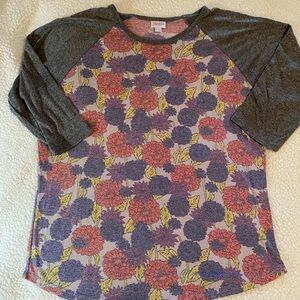 LuLaRoe Floral Raglan Sleeve Top Size 2XL